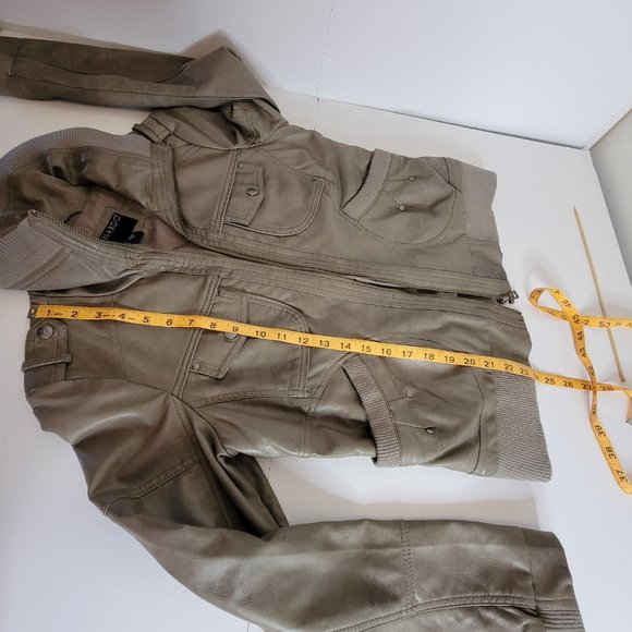 Bernardo Woman's Vegan Leather Motor Cycle/Bomber Style Jacket, Dark Tan, Size M - Picture 8 of 15